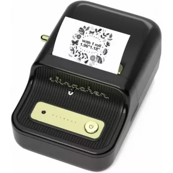 Impresora de etiquetas NIIMBOT B21S negra — compacta impresora de rollo Bluetooth, 50 mm de ancho de impresión, 60 mm/s, Li-Ion 1200 mAh