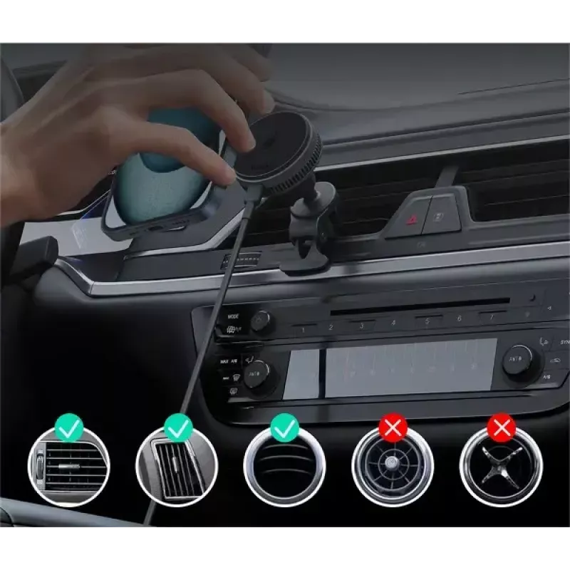 Aukey Mag Fusion Dash Pro HD-MC13A Qi2 15 W soporte de coche con cargador inalámbrico y refrigeración