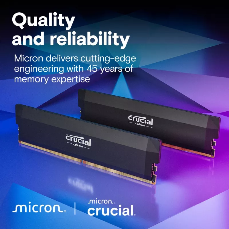 Memoria MICRON / CRUCIAL – Crucial Pro – DDR5-6000 UDIMM – OC Gaming – Kit de 64 GB (32 GB x2) – Negro