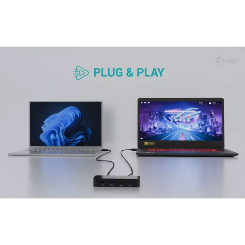 Hub KVM universal i-tec 2x USB-C 2x USB-A 3.0 5000 Mbit/s Negro