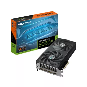 Tarjeta gráfica GIGABYTE GeForce RTX 5060 Ti EAGLE OC 16G - 16 GB GDDR7, 128 bits, PCI-E 5.0, 2617 MHz de frecuencia de núcleo, 3 x DisplayPort, 1 x HDMI, GV-N506TEAGLE OC-16GD