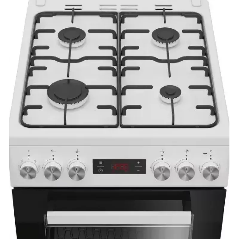 Cocina de gas-eléctrica de libre instalación BEKO FSE52323DWD, placa de 4 fuegos, 60 cm, horno de 55 L, clase de eficiencia energética A