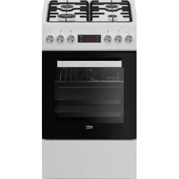 Cocina de gas-eléctrica de libre instalación BEKO FSE52323DWD, placa de 4 fuegos, 60 cm, horno de 55 L, clase de eficiencia energética A