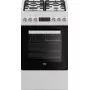 Cocina de gas-eléctrica de libre instalación BEKO FSE52323DWD, placa de 4 fuegos, 60 cm, horno de 55 L, clase de eficiencia energética A