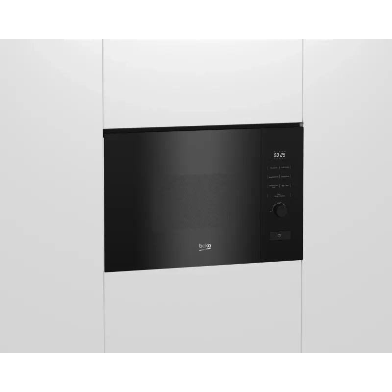 Beko BMGB20212B microondas integrable con grill, 20 l, 800 W, grill de 1000 W, plato giratorio de 31,5 cm, control electrónico, negro