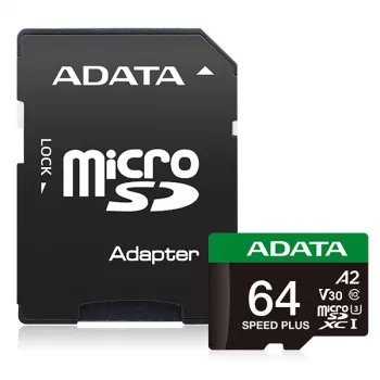 Tarjeta microSDXC ADATA Speed Plus 64 GB UHS Class 3 modelo UD64GUI3V30A2SP-RA1