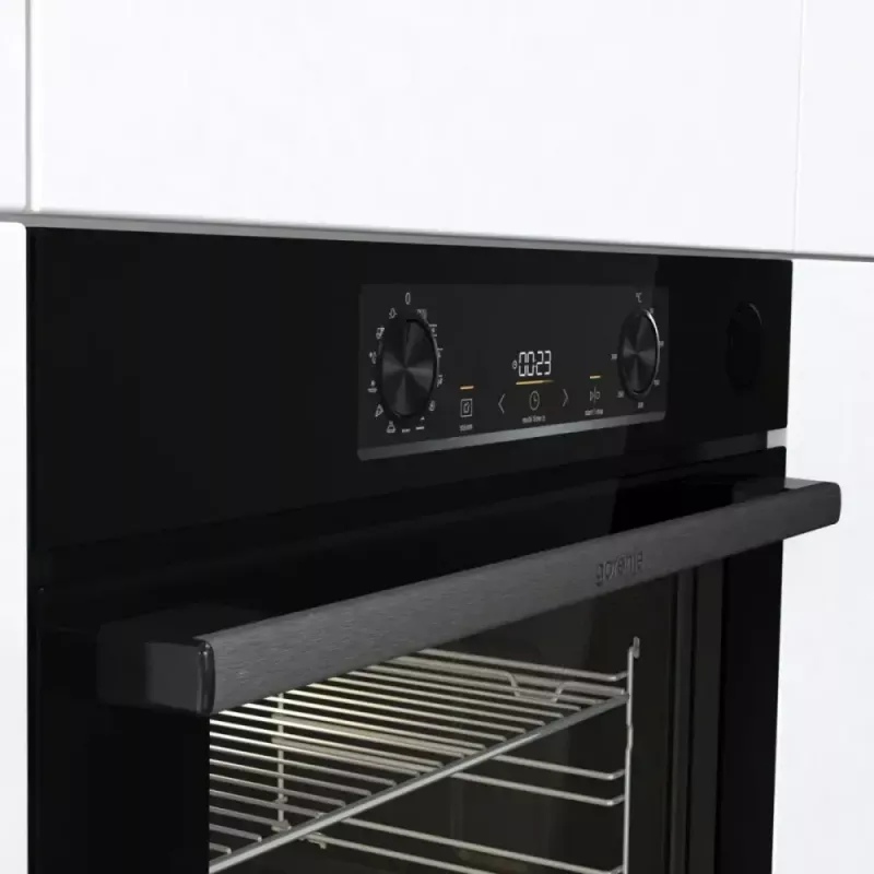 Horno eléctrico empotrable Gorenje BSA6737E15BG — 77 l, negro, temporizador digital, convección, grill, función pizza