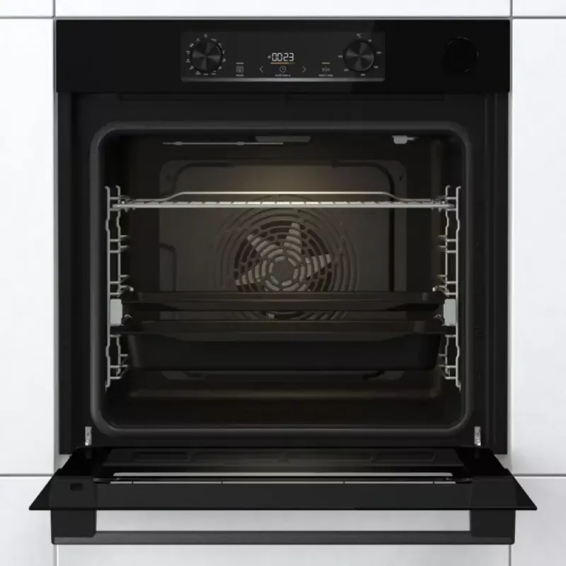 Horno eléctrico empotrable Gorenje BSA6737E15BG — 77 l, negro, temporizador digital, convección, grill, función pizza