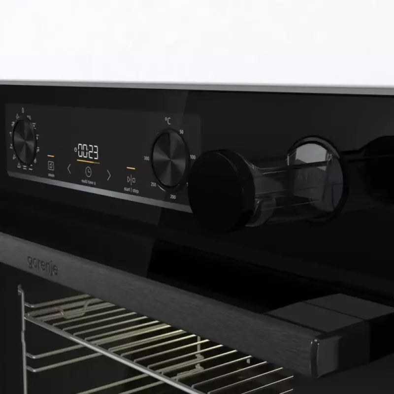 Horno eléctrico empotrable Gorenje BSA6737E15BG — 77 l, negro, temporizador digital, convección, grill, función pizza