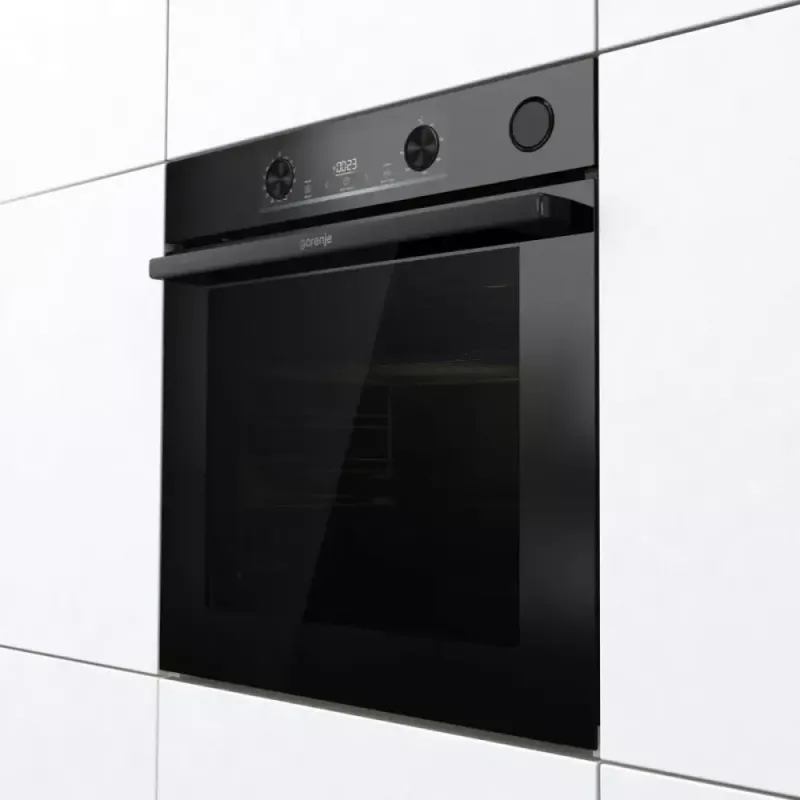 Horno eléctrico empotrable Gorenje BSA6737E15BG — 77 l, negro, temporizador digital, convección, grill, función pizza