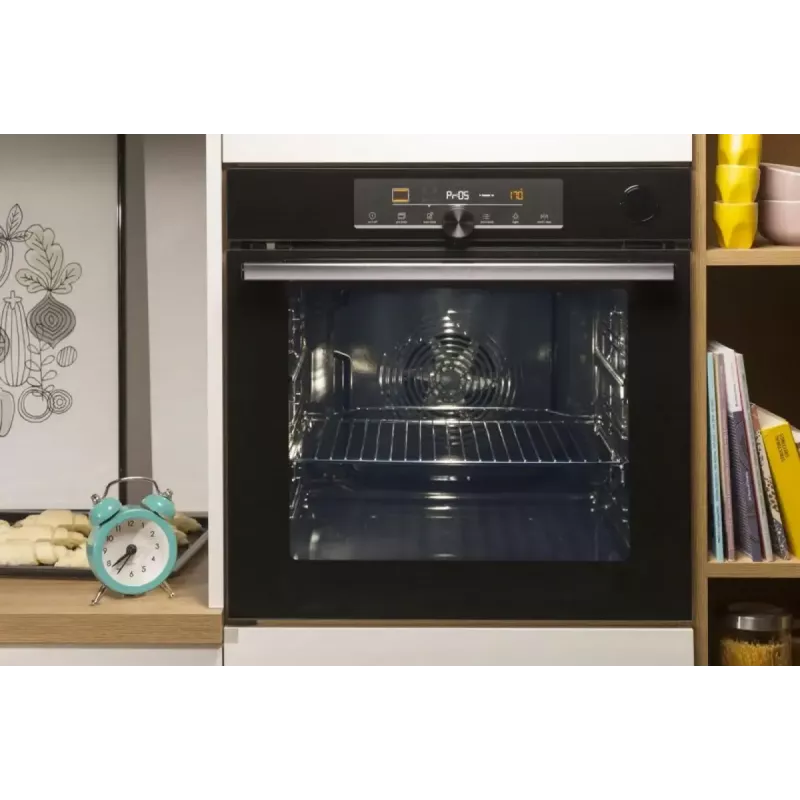 Horno eléctrico empotrable Gorenje BSA6737E15BG — 77 l, negro, temporizador digital, convección, grill, función pizza