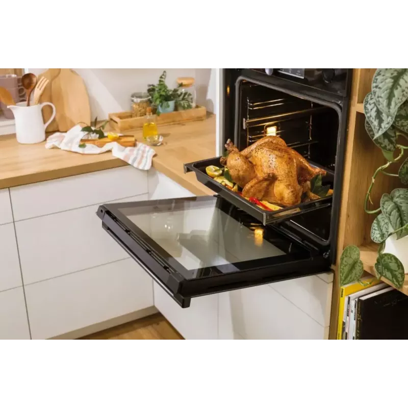 Horno eléctrico empotrable Gorenje BSA6737E15BG — 77 l, negro, temporizador digital, convección, grill, función pizza