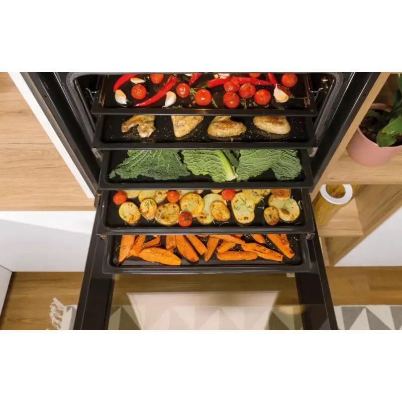 Horno eléctrico empotrable Gorenje BSA6737E15BG — 77 l, negro, temporizador digital, convección, grill, función pizza