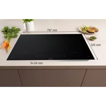 Placa de inducción Gorenje GI8432BSCWF, negra, empotrable, 60 cm, placa de inducción por zonas, vitrocerámica, 4 zonas