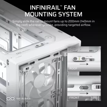 Caja de PC CORSAIR FRAME 4000D RS Midi Tower blanca — ATX, cristal templado, 3 ventiladores frontales de 120 mm, compatible con radiadores de 360/240/140 mm