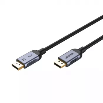 Cable DisplayPort Unitek C1628GY01-2M — 2 m, DisplayPort 2.1, 7680×4320 @ hasta 240 Hz, 32,4 canales, cobre estañado