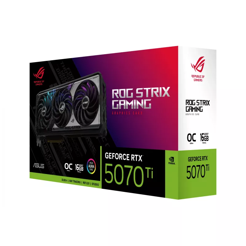 Tarjeta gráfica ASUS GeForce RTX 5070 Ti — 16 GB GDDR7, PCIe 5.0, 256 bits, 3 ranuras, 332 mm, 3 ventiladores