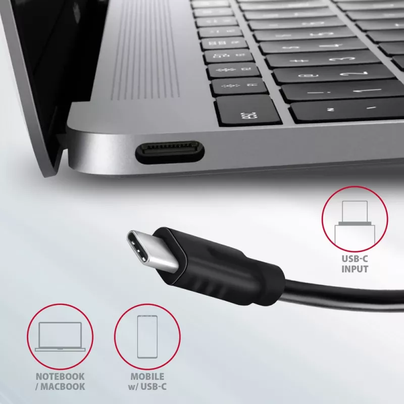 Hub USB Axagon HMC-5G21 10Gbps, 2x USB-A, 2x USB-C, HDMI 4k/30Hz, PD 60W, cable USB-C