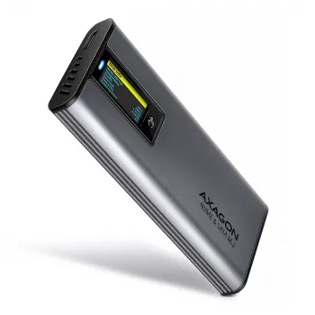 Axagon EEM2-SD2 USB-C 10Gbps - caja con pantalla para SSD M.2 NVMe y SATA
