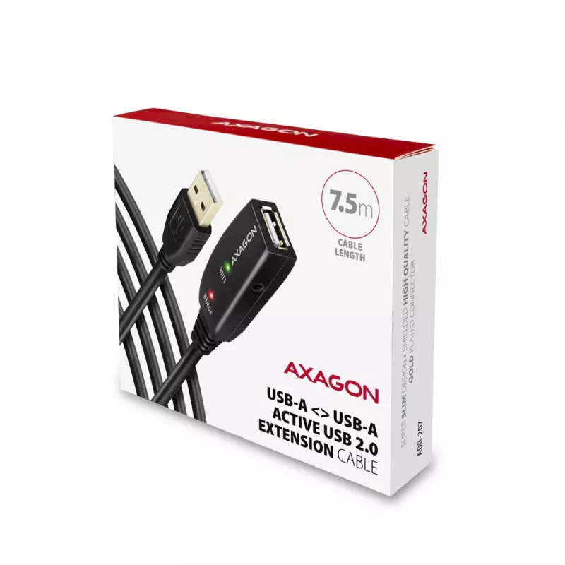 Cable alargador USB Axagon ADR-207 7,5 m USB 2.0 negro