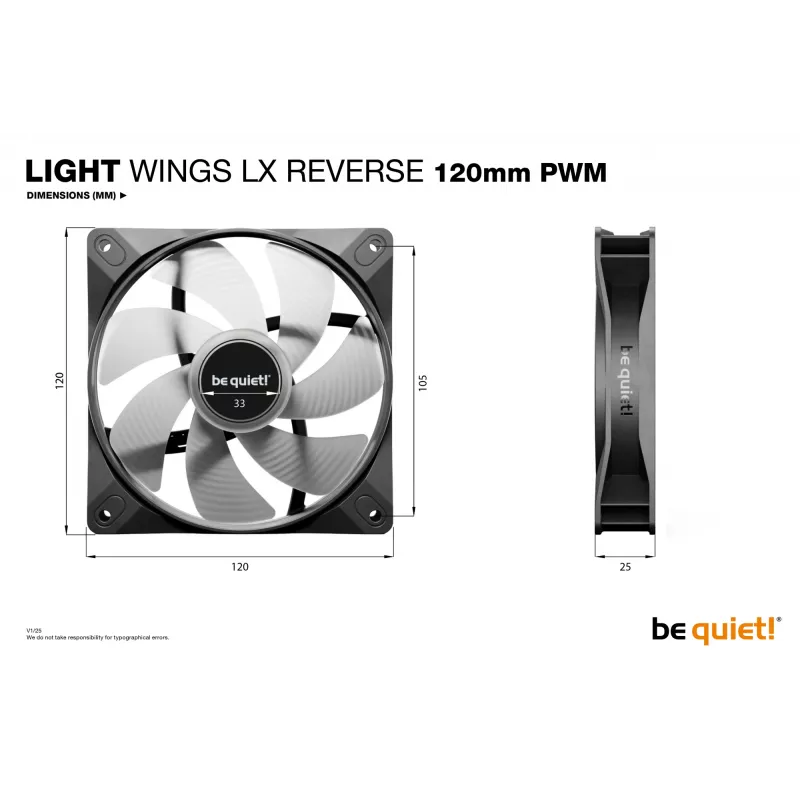 Ventilador para caja de PC be quiet! Light Wings LX 120 mm PWM Reverse negro 12 cm 1 ud.