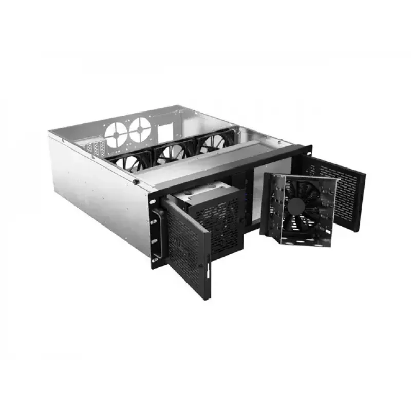 Caja rack Lanberg SC01-5204-12B 4U negra 5 ventiladores