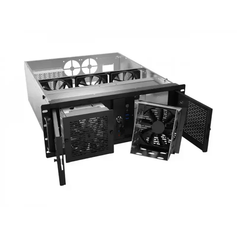 Caja rack Lanberg SC01-5204-12B 4U negra 5 ventiladores