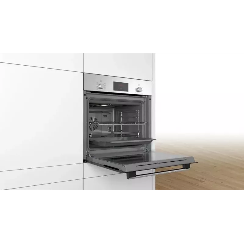 Bosch Serie 2 HBF114ES0 horno eléctrico integrable, 66 l, 3300 W, aire caliente, grill, limpieza por hidrólisis, clase energética A, acero inoxidable