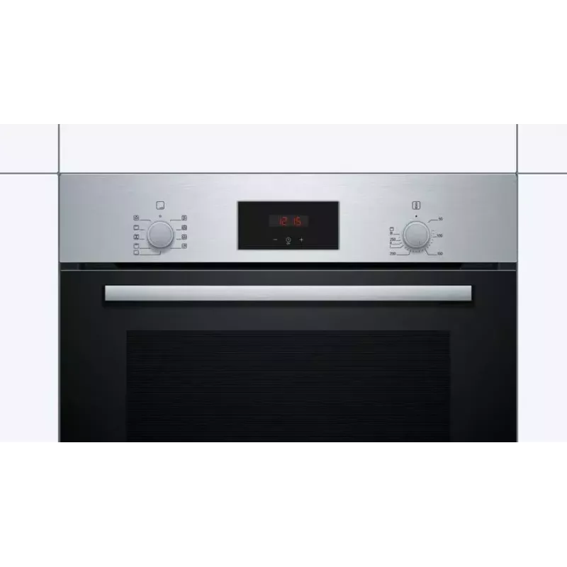 Bosch Serie 2 HBF114ES0 horno eléctrico integrable, 66 l, 3300 W, aire caliente, grill, limpieza por hidrólisis, clase energética A, acero inoxidable