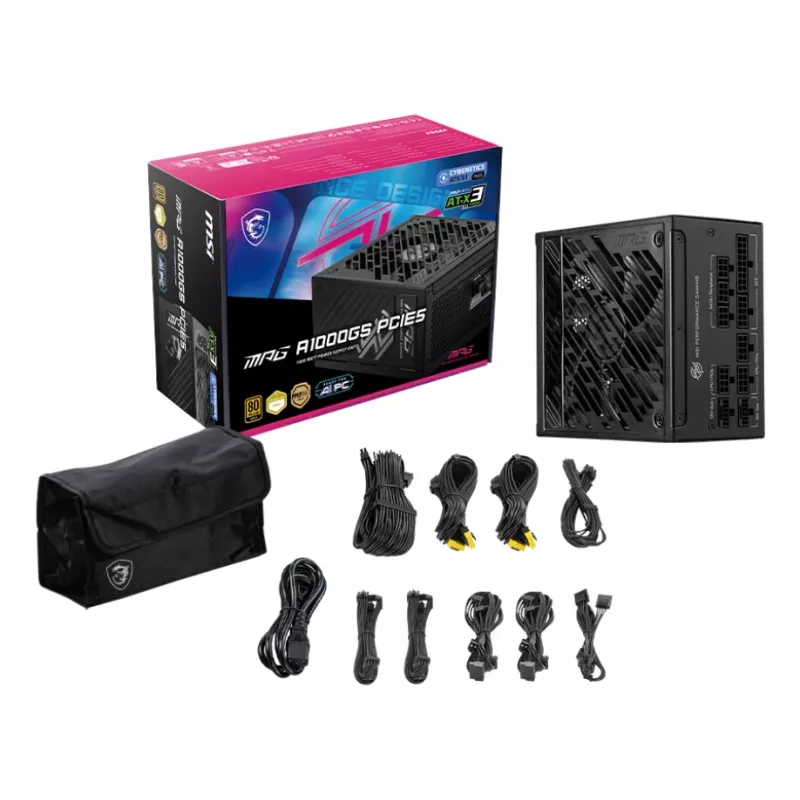 Fuente de alimentación MSI MPG A1000GS PCIE5 1000 W 24-Pin ATX ATX negra