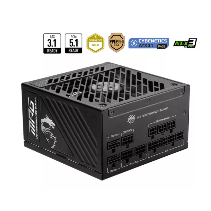 Fuente de alimentación MSI MPG A1250GS PCIE5 1250 W 20+4 pin ATX ATX negra