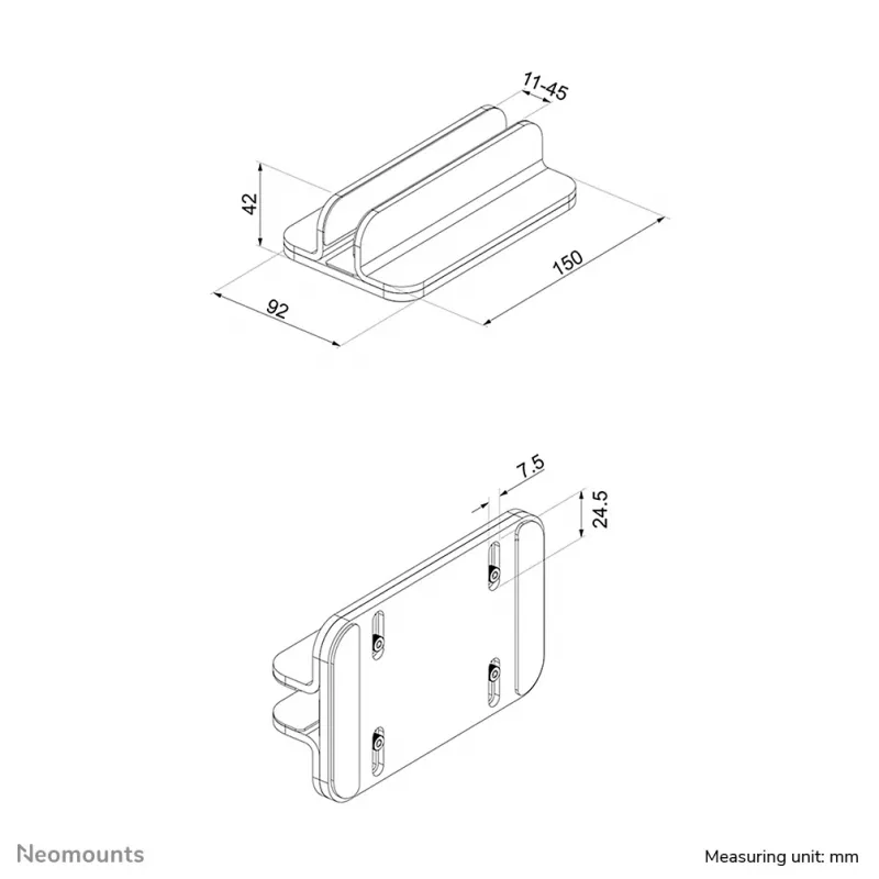Neomounts NSLS300BLACK soporte vertical para portátil de 11-17 pulgadas (27,9-43,2 cm), máx. 5 kg, aluminio, negro