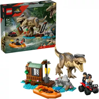 Set de construcción LEGO dinosaurio T. rex River Escape 76975 — 199 piezas, 2 minifiguras, edad 5+