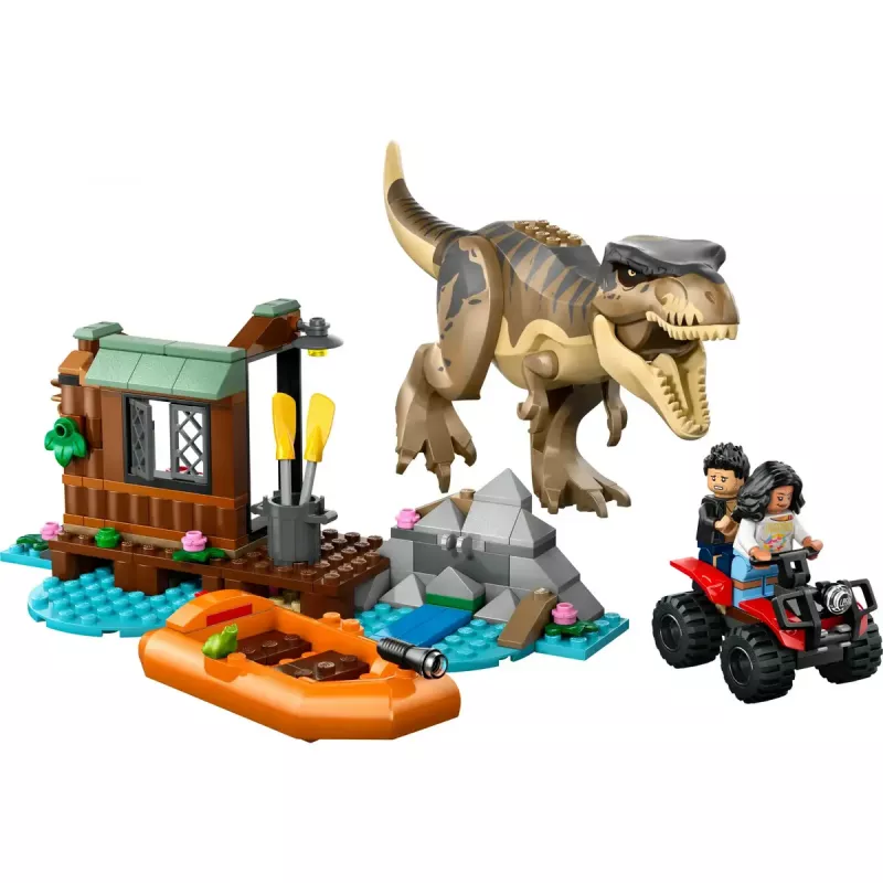 Set de construcción LEGO dinosaurio T. rex River Escape 76975 — 199 piezas, 2 minifiguras, edad 5+