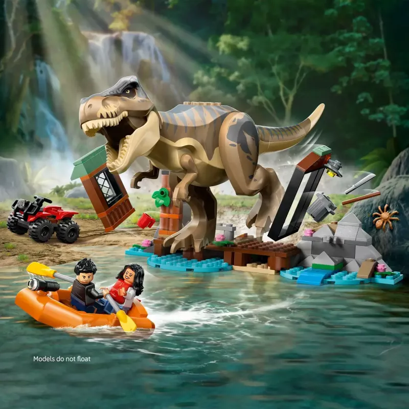 Set de construcción LEGO dinosaurio T. rex River Escape 76975 — 199 piezas, 2 minifiguras, edad 5+