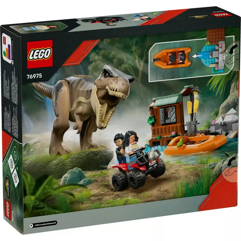 Set de construcción LEGO dinosaurio T. rex River Escape 76975 — 199 piezas, 2 minifiguras, edad 5+