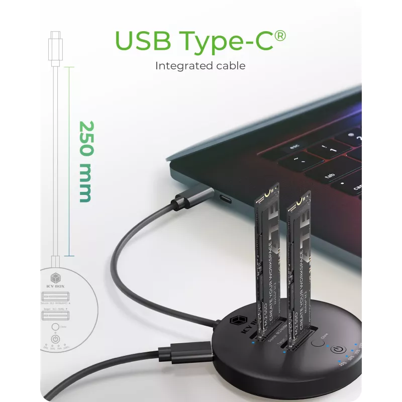 ICY BOX IB-1612MCL-C31 USB 3.2 Gen 2 (3.1 Gen 1) Type-C negro