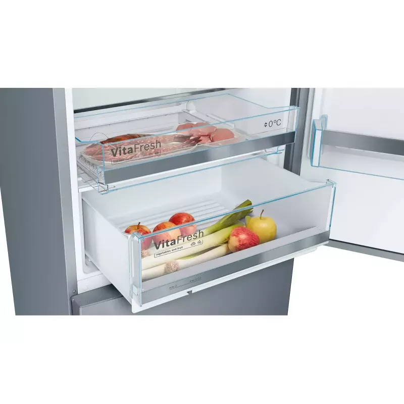 Frigorífico combi Bosch Serie 6 KGE49AICA, independiente, acero inoxidable, 419 l (302 l frigorífico / 117 l congelador), altura A 2010 mm