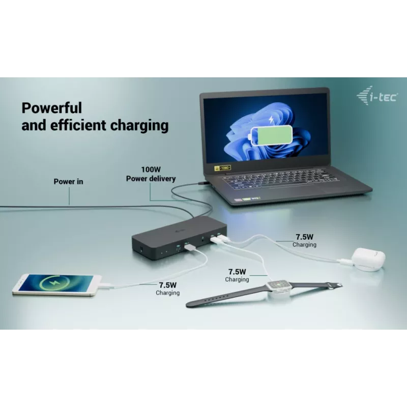 Estación de acoplamiento I-tec USB-C Intelligent Triple Display + Power Delivery 100W