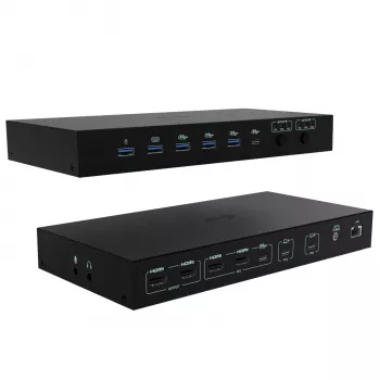 ITEC i-tec USB-C KVM Dock PRO para tres hosts, Dual-Video, 2x Power Delivery (máx. 92W), USB 3.2, 10 Gbit/s, Gigabit-Ethernet
