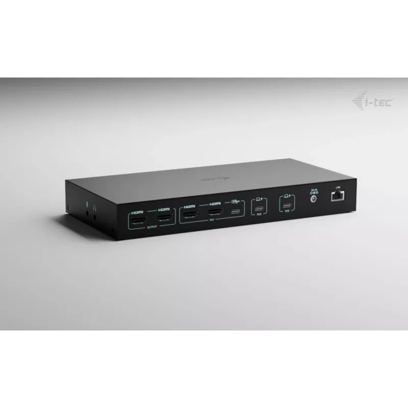 ITEC i-tec USB-C KVM Dock PRO para tres hosts, Dual-Video, 2x Power Delivery (máx. 92W), USB 3.2, 10 Gbit/s, Gigabit-Ethernet