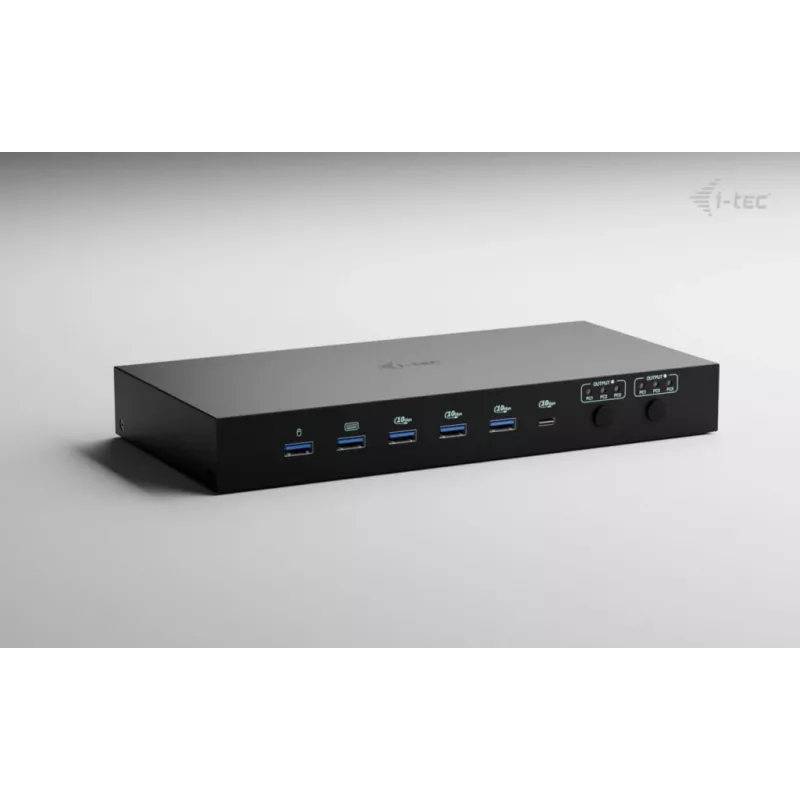 ITEC i-tec USB-C KVM Dock PRO para tres hosts, Dual-Video, 2x Power Delivery (máx. 92W), USB 3.2, 10 Gbit/s, Gigabit-Ethernet