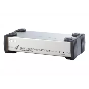 Divisor de audio/vídeo DVI de 4 puertos ATEN, DVI, 4x DVI-I, 1920 x 1200 píxeles, negro, plata, metal, Full HD