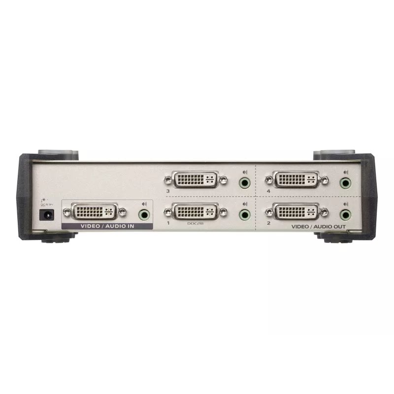 Divisor de audio/vídeo DVI de 4 puertos ATEN, DVI, 4x DVI-I, 1920 x 1200 píxeles, negro, plata, metal, Full HD