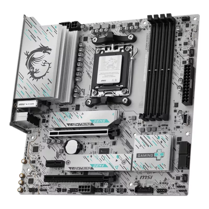 Placa base MSI B850M GAMING PLUS WIFI — AMD B850, socket AM5, micro ATX, DDR5, 4x DIMM, 3x M.2, Wi‑Fi 7, 5 Gb LAN