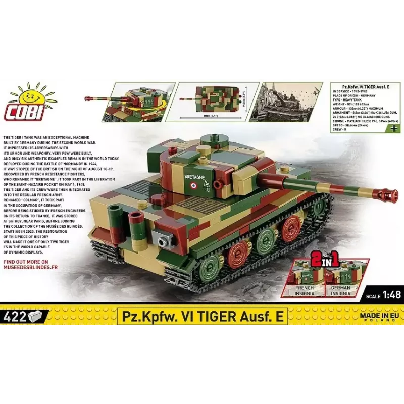 Cobi Pz.Kpfw. VI Tiger Ausf. E set de construcción, 1:48, 422 piezas