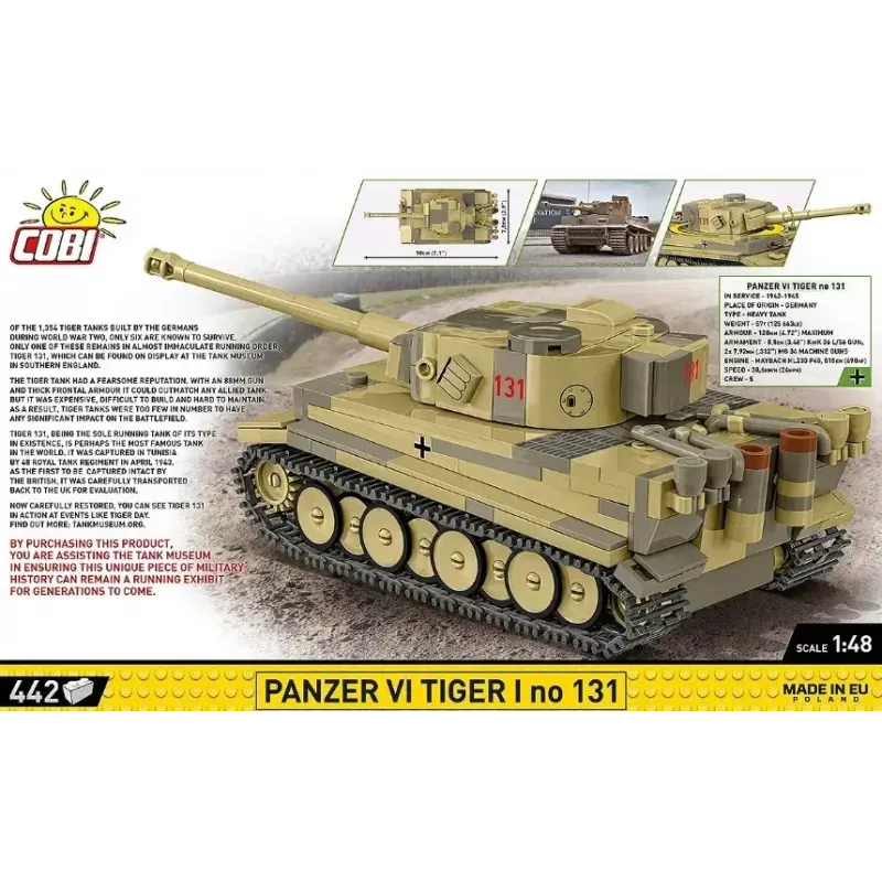 Set de construcción Cobi Panzer VI Tiger I 442 piezas modelo COIB-2734