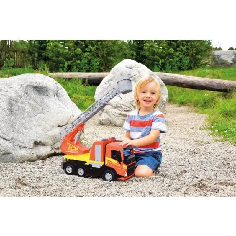 Camión de bomberos de juguete Lena Volvo FMX Vehicle Worxx con escalera, modelo 04625