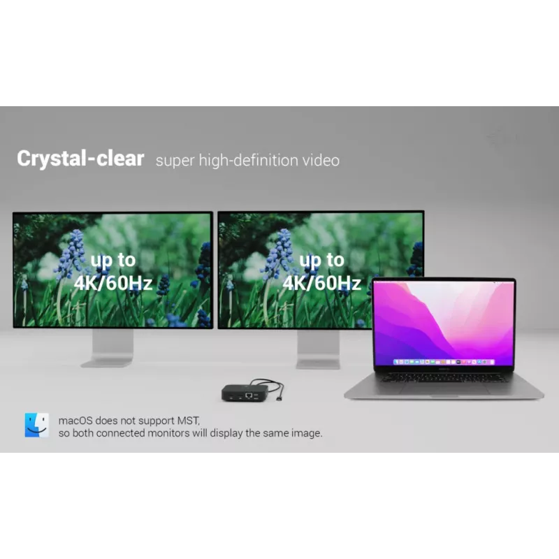 Adaptador USB-C Dual HDMI ITEC C31DUALHDMIDPD100 — dual HDMI 4K@60Hz, USB-C Power Delivery 100W