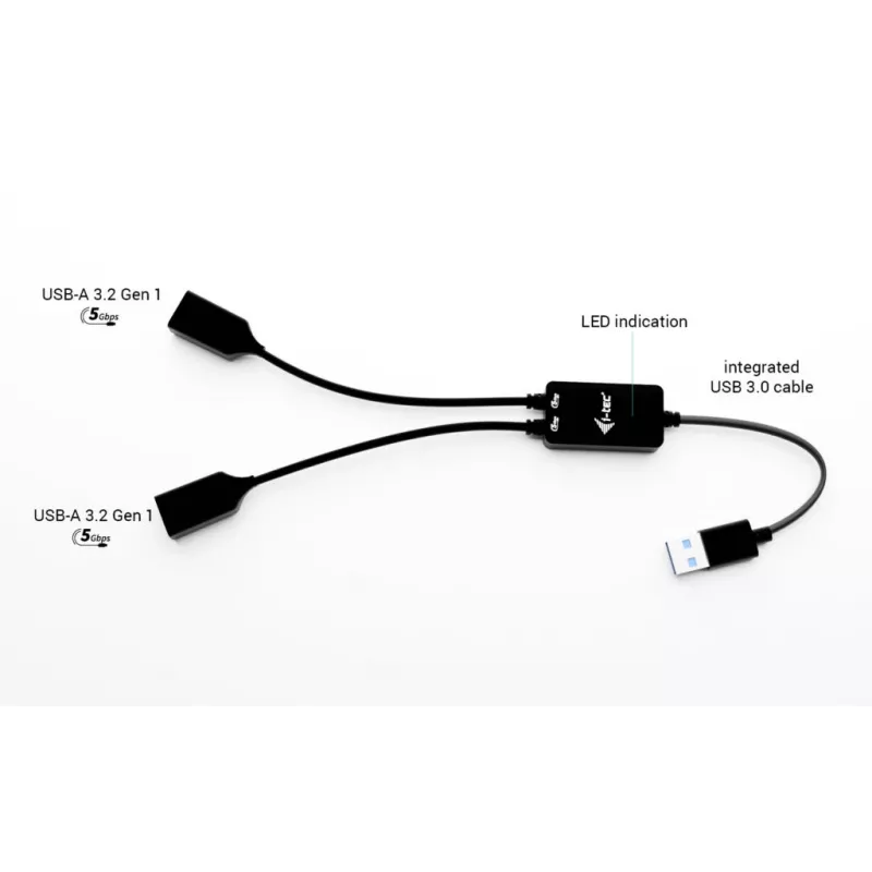 Hub USB-A ITEC U3CBLHUB2A — 2 puertos, USB 3.0 hasta 5 Gbit/s